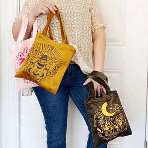 Lunar Moth Corduroy Tote Bag