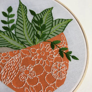 Orange Flower Pot Embroidery Kit